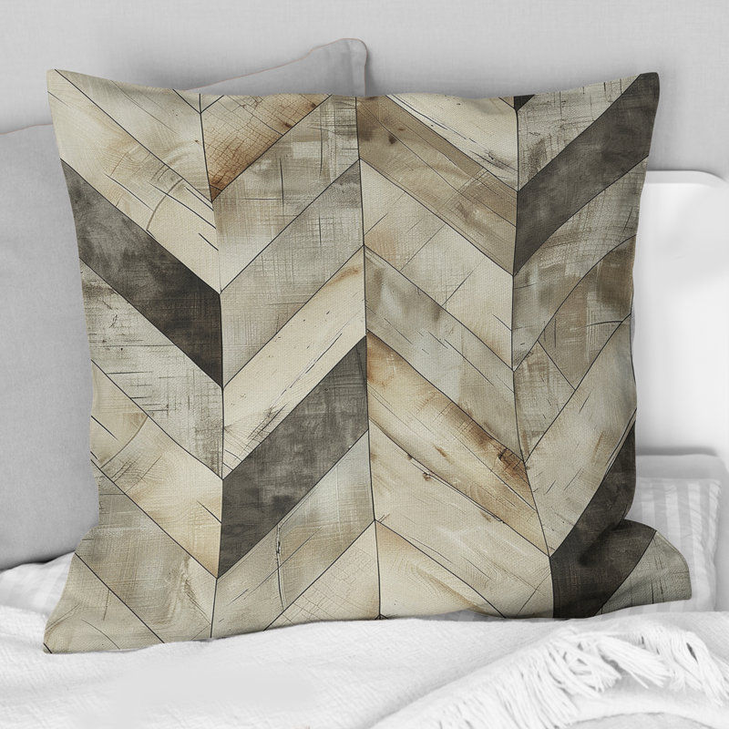 Imprimé à chevrons gris I - Coussin décoratif traditionnel, H 18 po x l 18 po