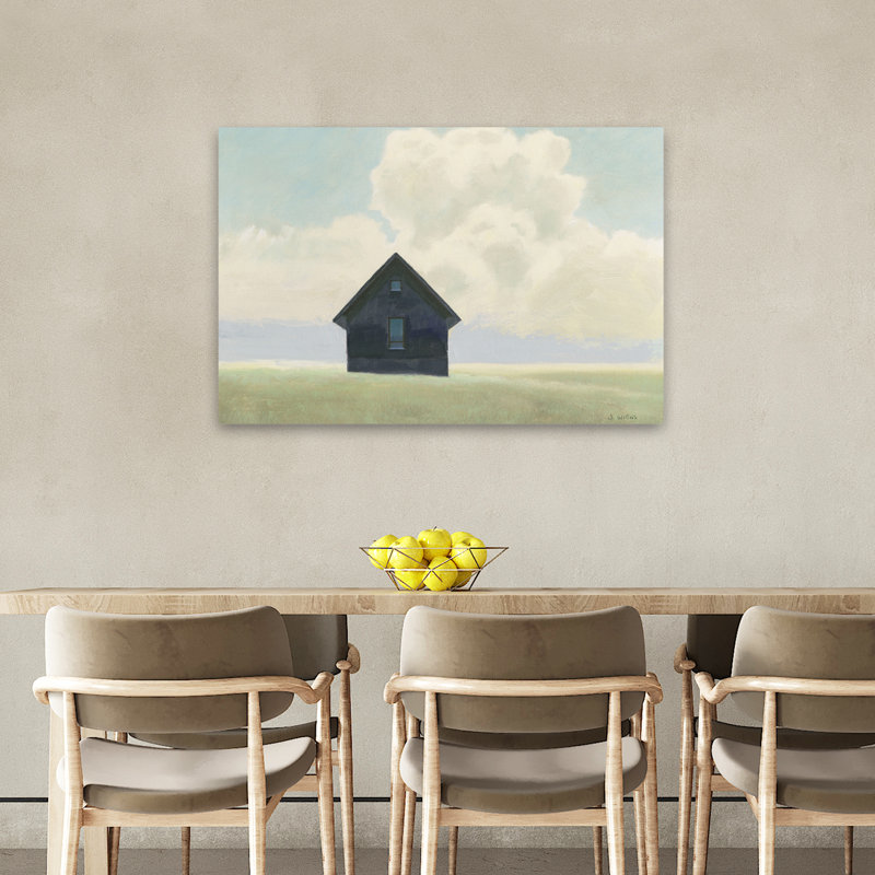 Architecture et paysage solitaire bleu I Art, H 24 po x l 36 po