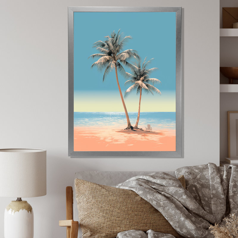 Deserte Island Pearl Paradise Serenity sur toile, Encadrement argenté, H 40 po x l 30 po x P 1,5 po