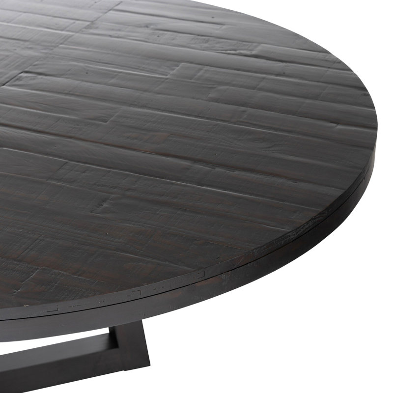 Eberwin Round Extended Natural Dining Table, Dark Carbon