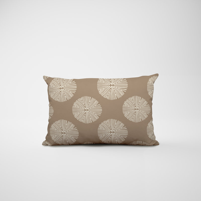 Polyester Lumbar Rectangular Indoor/Outdoor Pillow Cover & Insert, Beige