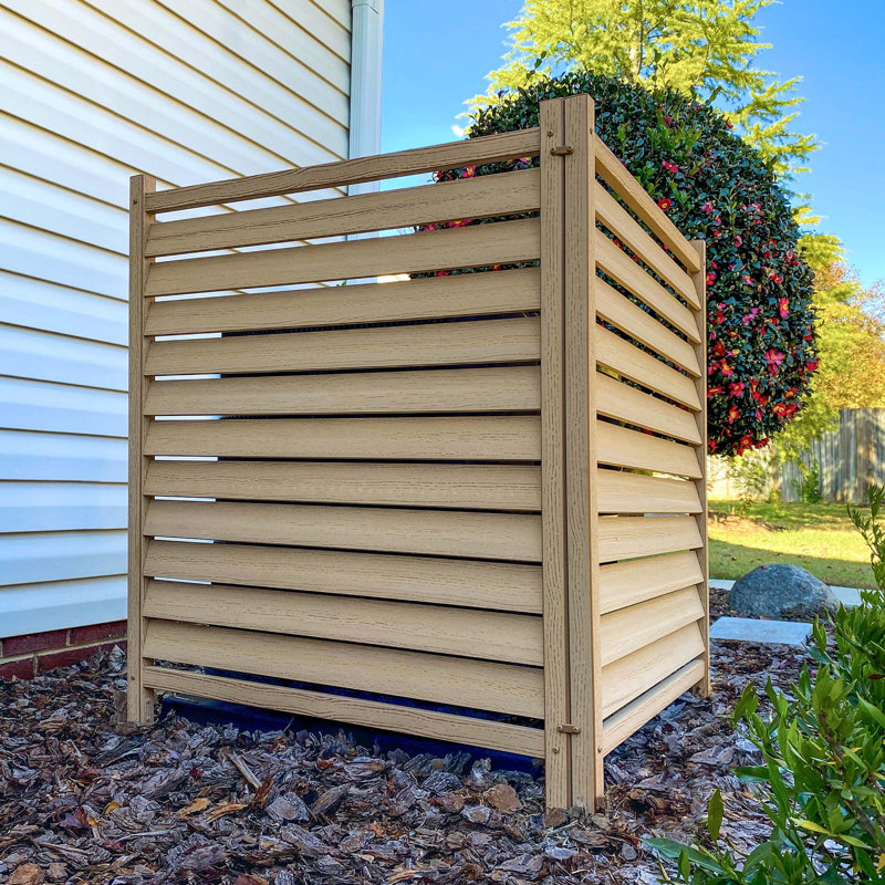 Cedar Color Vinyl Louvered Privacy Screen Panels, 44in H x 36in W