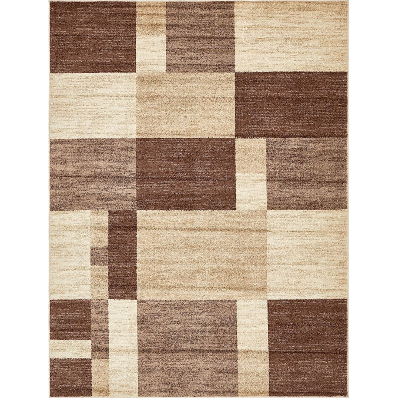 Tapis brun à motif géométrique Harvest, Rectangle 8 pi x 10 pi