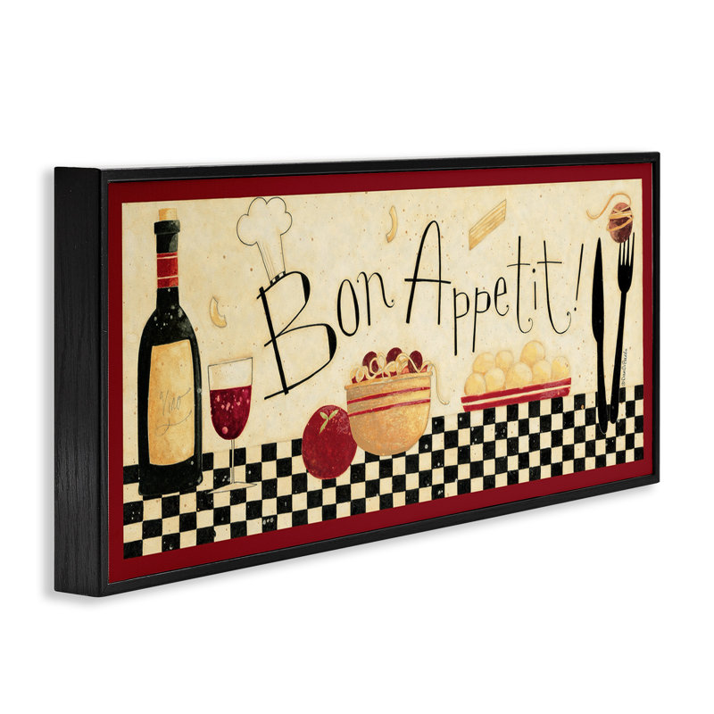 Cuisine Bon Appetit, H 13 po x l 30 po, Giclée encadrée noir minuit
