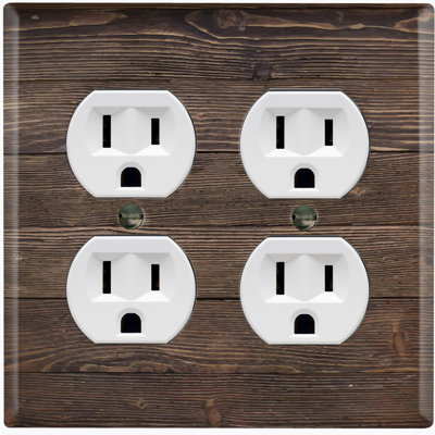 Brown Fence Nature Themed 2 - Gang Duplex Outlet Standard Wall Plate
