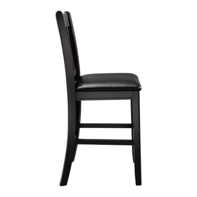 Classic Style Counter Height Seats, Dark Cherry Finish, Upholstery, 19.25" Package Width Seating Chairs Of 2, Wood, Cotton 43.25" Depth