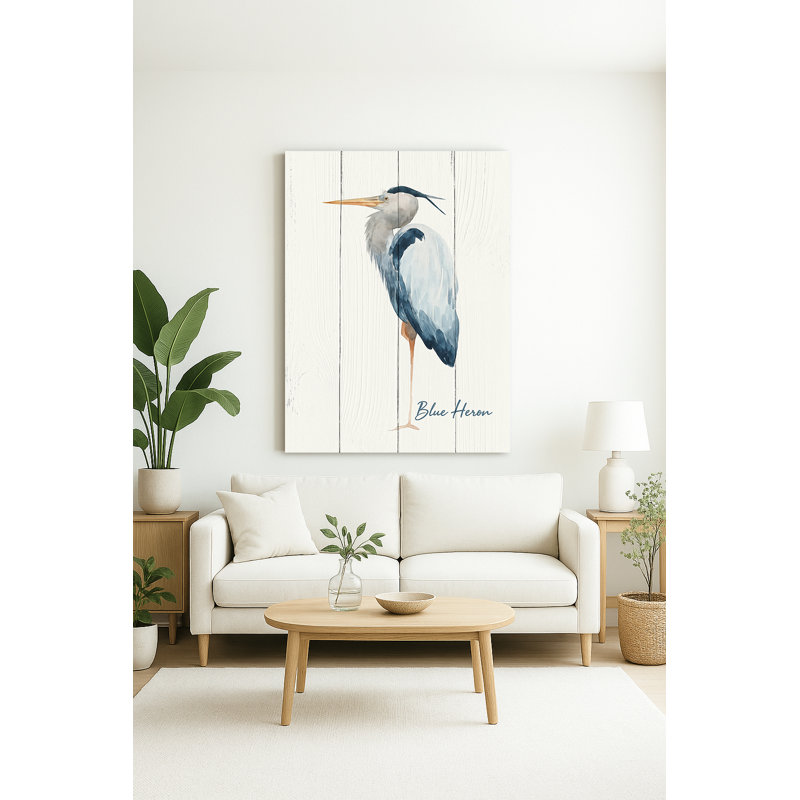 «Blue Heron Serenity», art mural sur toile, H 48 po x l 36 po