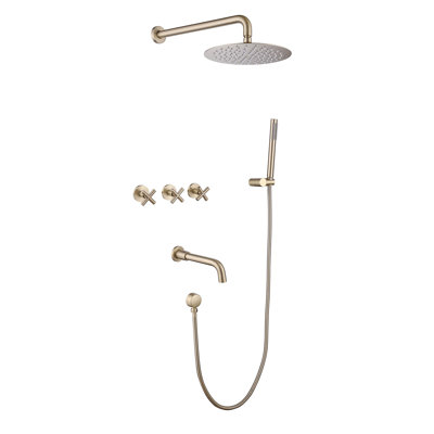 13.78" Wall Mounted Thermostatic Complete Shower System with Rough-in Valve