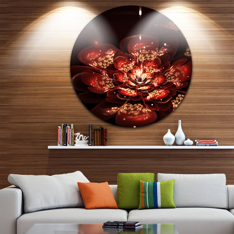 " Red Flowers In Fractal Pattern ", 23" H x 23" W x 1" D