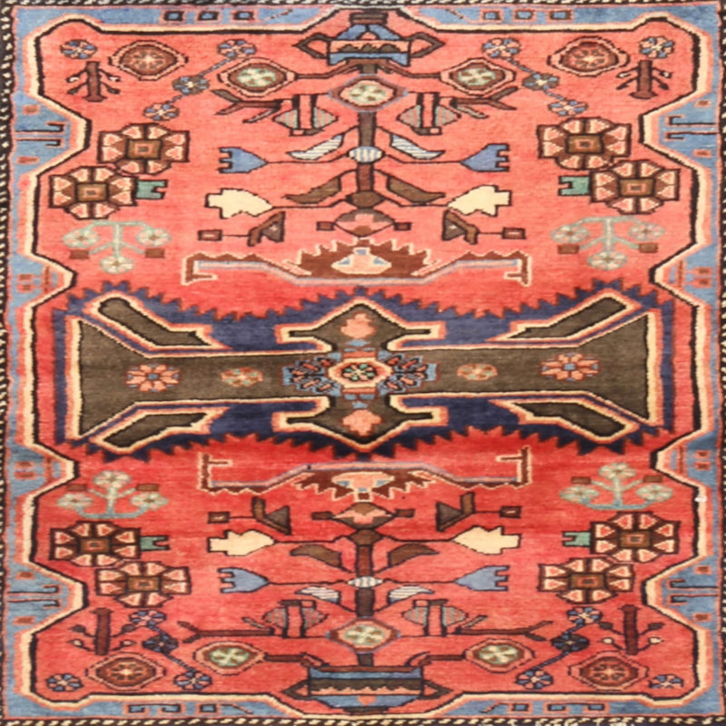 Tapis rouge/vert traditionnel Rockleigh, Carré 5 pi