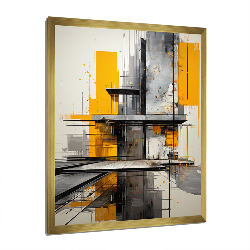 Bogen " Constructivism Constructed Realities II ", 40" H x 30" W x 1.5" D, Gold Picture Framed