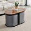 Table basse 3 pièces avec 2 tabourets