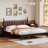 Wood Platform Bed with Gourd Shaped Headboard-190179503-190179500