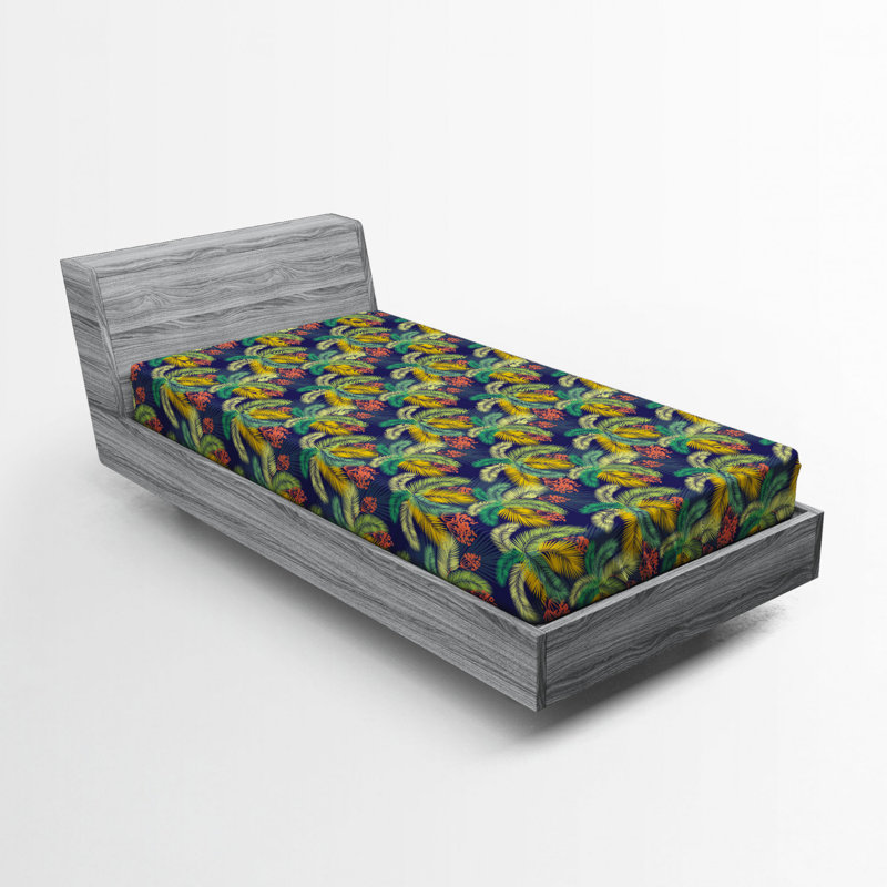 Microfiber Floral Fitted Sheet, Twin Fitted Sheet