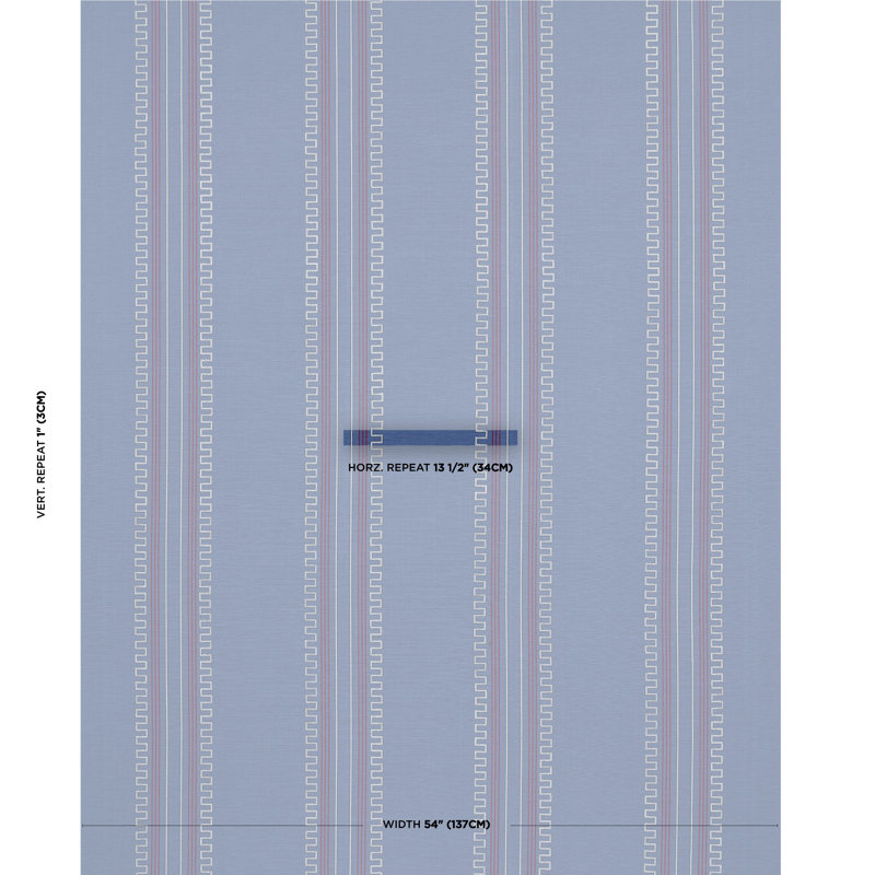 Schumacher x Mary McDonald Greco Stripe Fabric, Navy