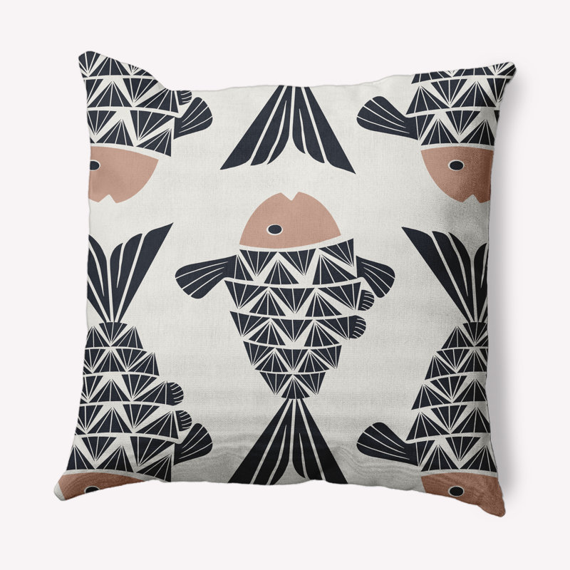 Big Fish Coastal Pillow Cover and Insert, Mauve, 18" x 18"