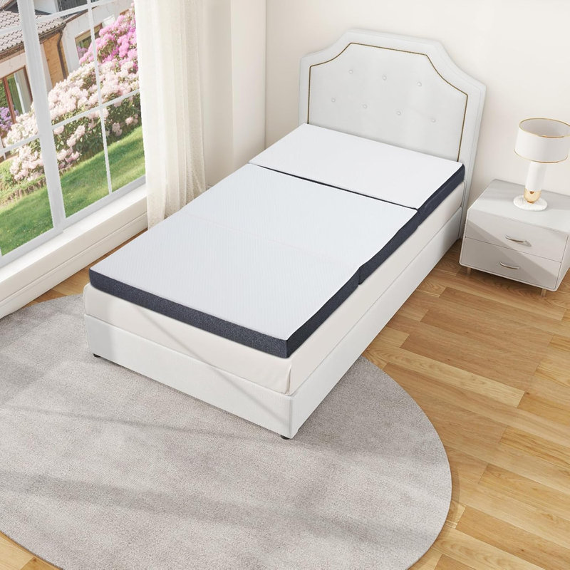 Tri-Fold Memory Foam Mattress, 4 Inch Folding Mattress With Washable Cover, Foldable Mattress Portable For RV Camping, Guest Mat, Easy Storage, 75"×4"