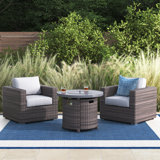 Biles 3-Piece Rattan Sectional Seating Group with Cushions