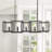 5 - Light Black Industrial Linear Chandelier, Geometric Open Frame Kitchen Island Chandelier