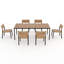 Ensemble de salle à manger d'extérieur 7 pièces comprenant 1 table rectangulaire et 6 chaises de salle à manger empilables en rotin