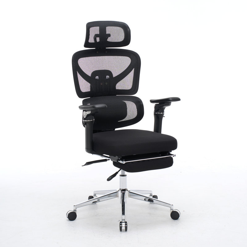 Fauteuil de bureau ergonomique avec support lombaire à massage, appui-tête 4D et accoudoirs 5D, dossier réglable haut et profondeur d'assise