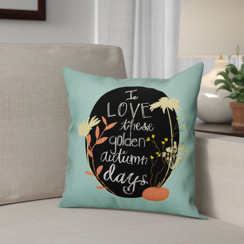 I Love Golden Autumn Days Outdoor Reversible Throw Pillow, Outdoor