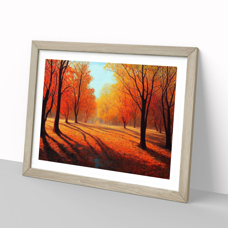 Autumn Forest Painting Vol.1 - Single Picture Frame Print, 46cm H x 64cm W, Grey