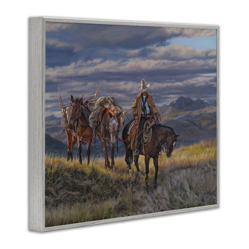 «Saancering Cowboy & Horses», art de la giclée encadrée par David Graham, Estampe numérique Farmhouse, H 24 po x l 30 po
