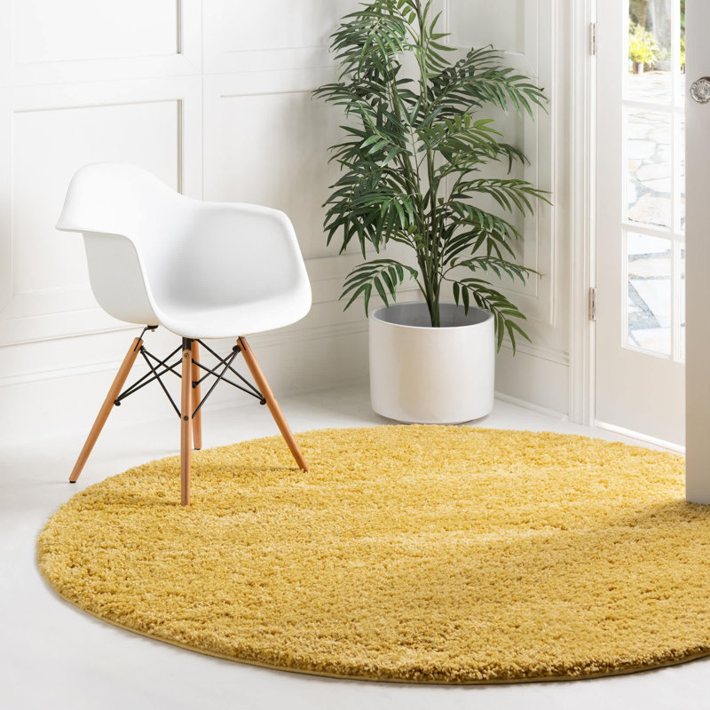 Kianna Yellow Area Rug, Round 12'4"