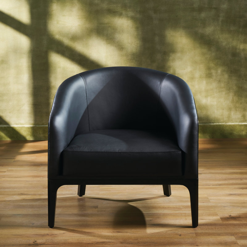 Méridienne en cuir Edward noir, Cuir véritable noir