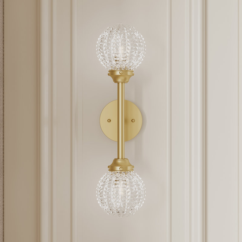 Mattias 2 - Light Dimmable Wall Sconce with Water Glass, Clear, Brushed Gold