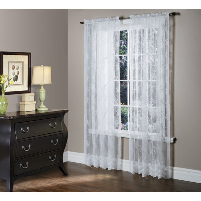 Panneau de rideau simple diaphane à motif floral avec passe-tringle Allyson