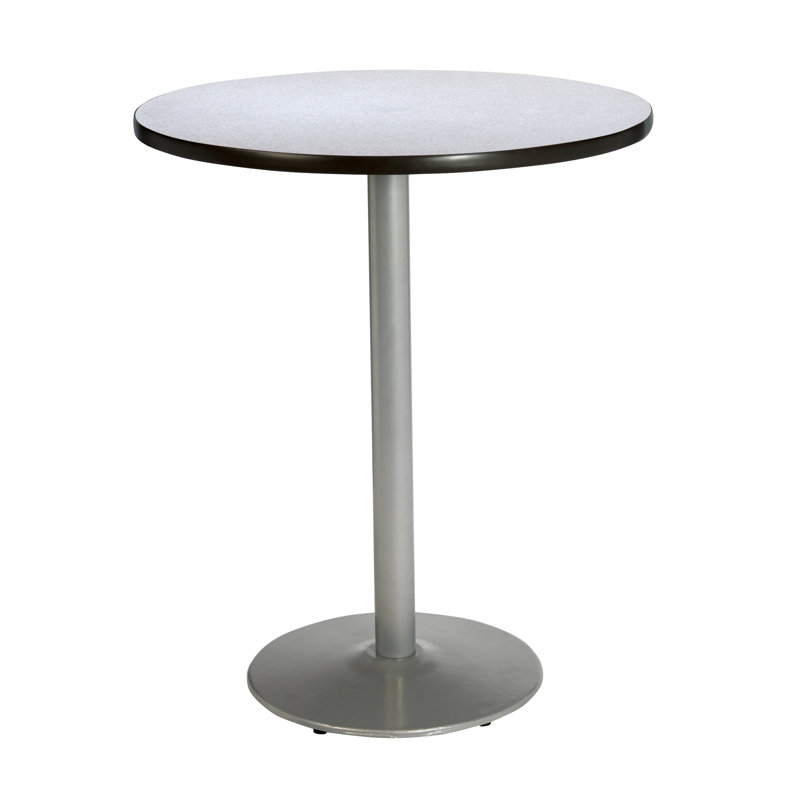 30" L Round Breakroom Table, Gray Nebula, Silver