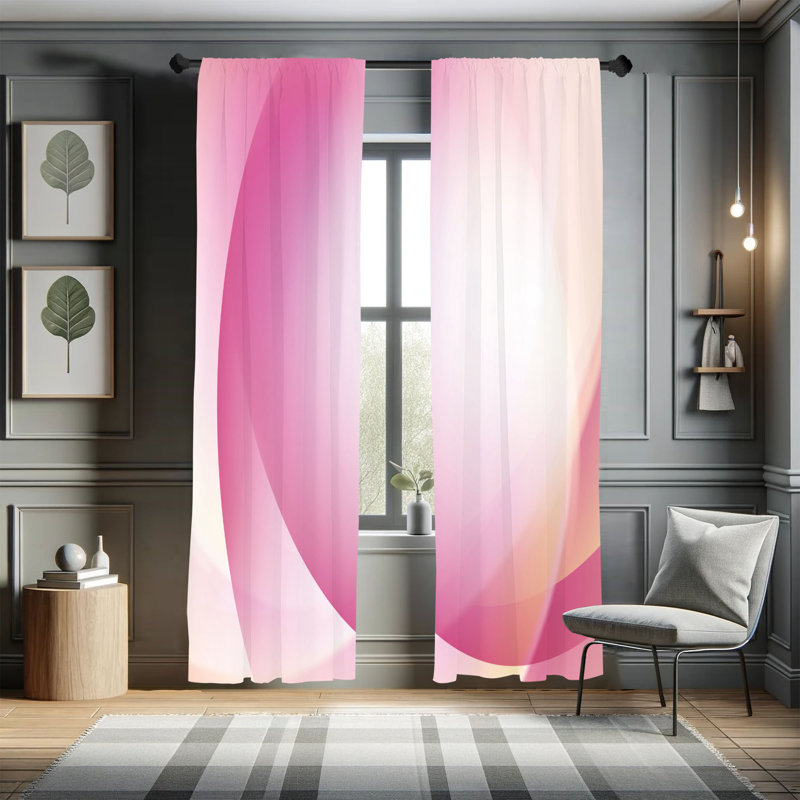  Art moderne de vagues abstraites de rideaux modernes, Rose bébé, L 56 po x L 95 po