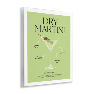Dry Martini Recipe Wall Plaque Art, design by Lettered and Lined
