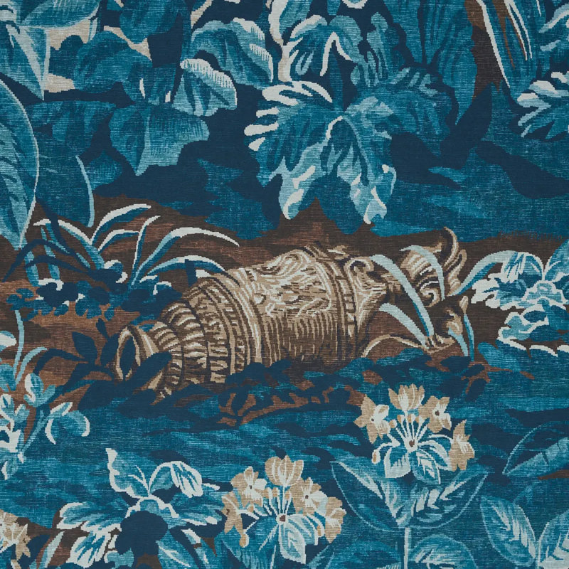 Schumacher x Johnson Hartig La Foret 3 Panel Set, Antique Blue Forest