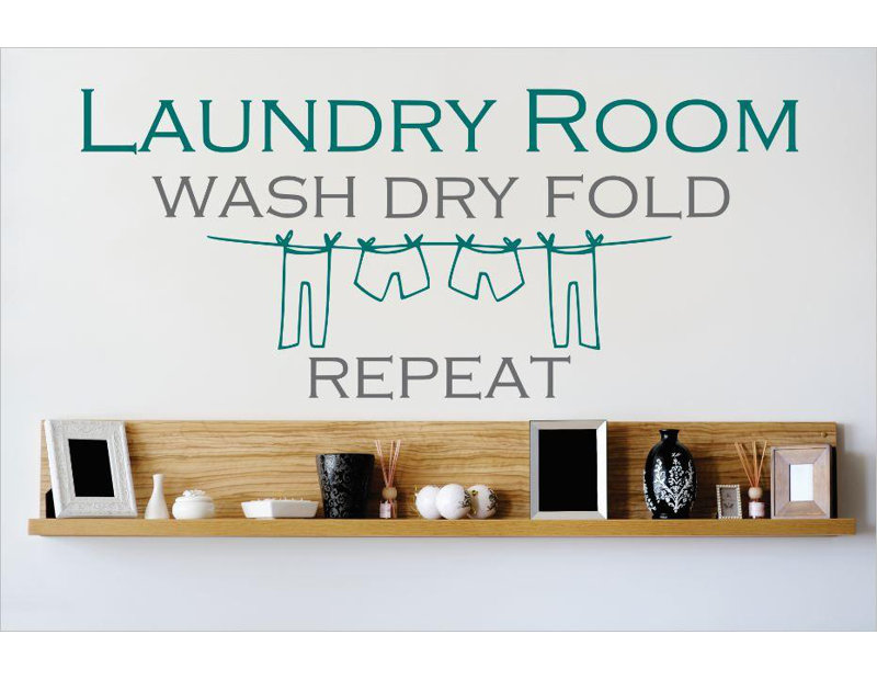 Text & Numbers Wall Decal, Teal/Grey, 8" H x 20" W x 0.16" D