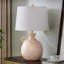 Maryclare 25 po blanc côtier rustique à intensité variable en résine céramique chambre salon table de chevet table de chevet avec port USB-241848904