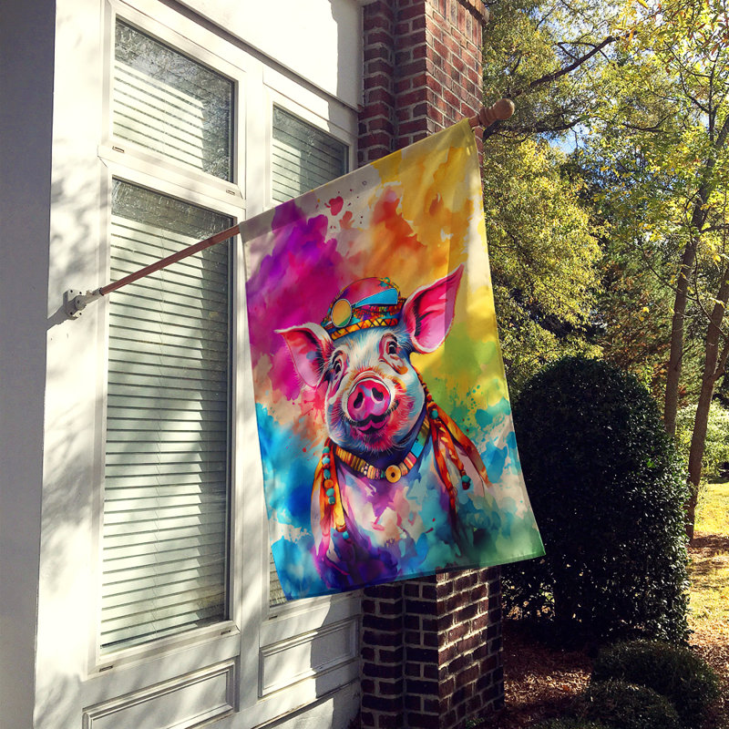 Drapeau de maison de cochon hippie