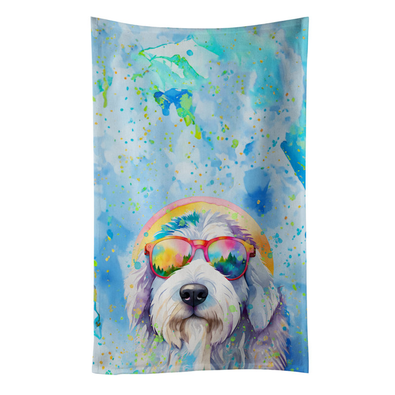 Old English Sheepdog Hippie Dawg Kitchen Towel