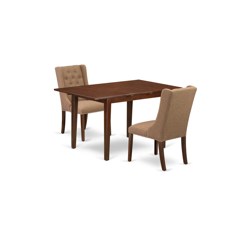 Ensemble de table de salle à manger avec plateau en bois massif Finish, Acajou, 5 pièces, Brun