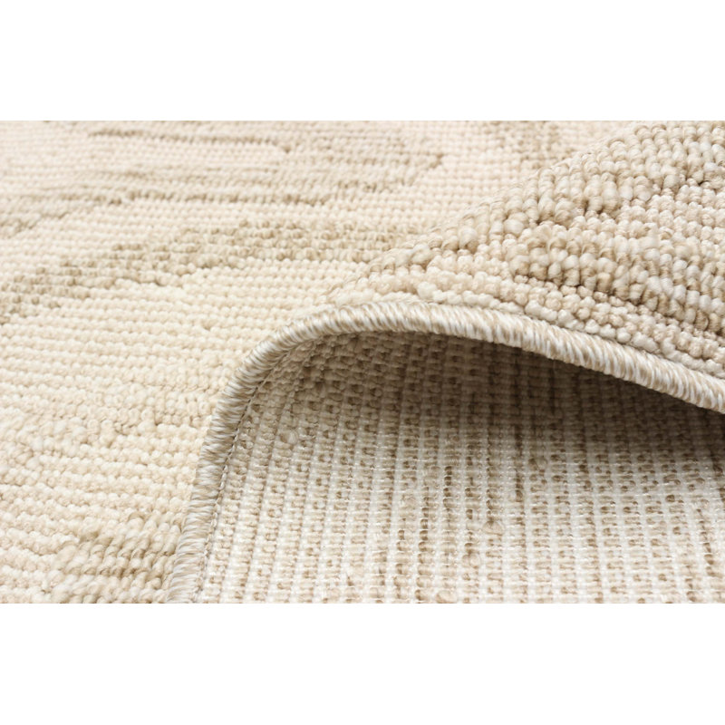 Tapis beige / brun en polyester / polypropylène à motif abstrait tissé à plat Bethany-May, Rectangle 5 pi x 7 pi