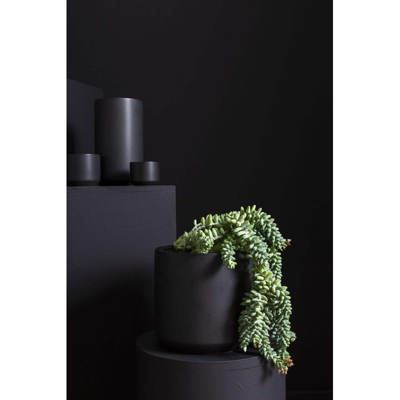 Parsons Handmade Ceramic Pot Planter, Black, 6.75" H x 7" W x 7" D
