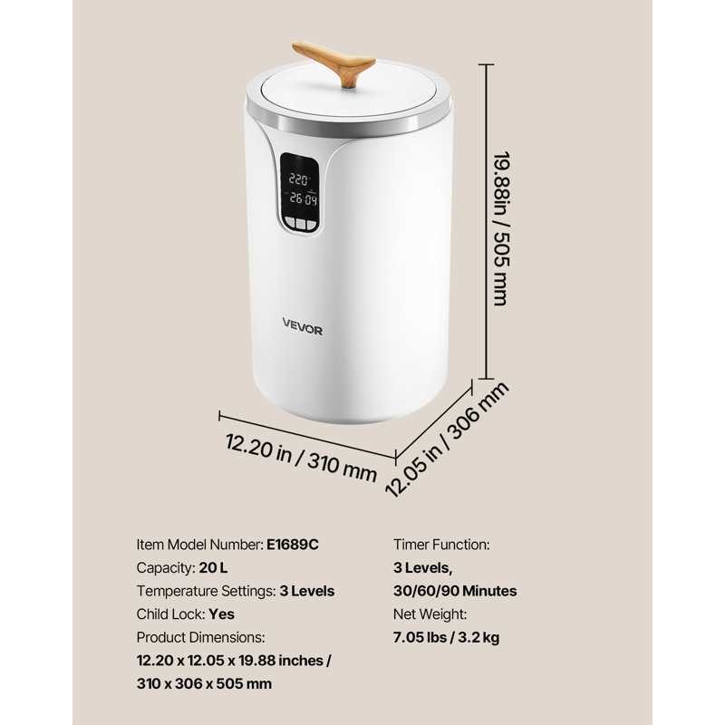 Seau chauffe-serviettes 20 L avec minuterie à écran DEL et verrou de sécurité pour le réglage de la température