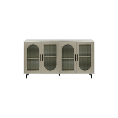 Table d'appoint Almanza pour téléviseur de 65 pouces et plus - Armoire en bois avec finition rétro et espace de rangement doré - Pieds pour chambre
