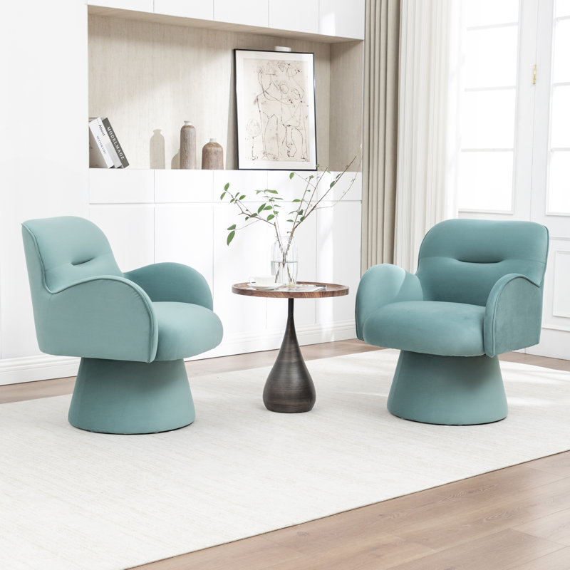Velvet Revolving Chair, Blue