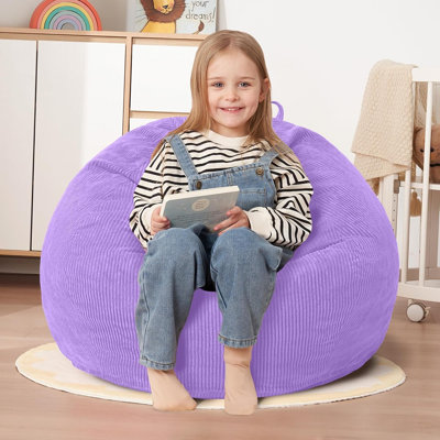 Fauteuil à billes 2FT - Mauve - Bourre en mousse viscoélastique - Grand fauteuil à billes - Housse en velours côtelé doux - Fauteuil à billes géant