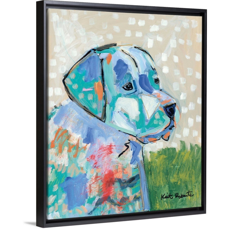 Reproduction d’art sur toile « A good boy » par Kait Roberts, H 22 po x l 18 po x P 1,75 po, Toile avec cadre noir