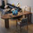 Brown U-Shaped Solid Wood desk-108647944