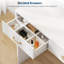 Bureau de meuble-lavabo à DEL avec miroir, 11 ampoules et prise de courant, 3 tiroirs et tablettes de rangement, tabouret rembourré inclus, blanc-74984602